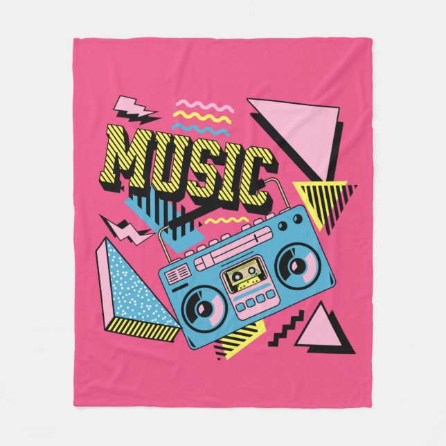 Cobertor De Velo Design de boombox de música com estilo retro (Frente)