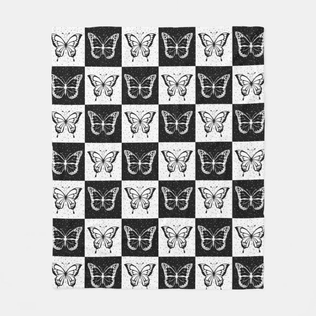 Cobertor De Velo Design de borboleta branca-preta com controlo (Frente)