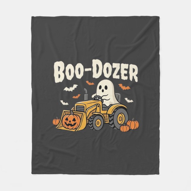 Cobertor De Velo Design de Bulldozer Fantasma de Halloween Boo-Doze (Frente)
