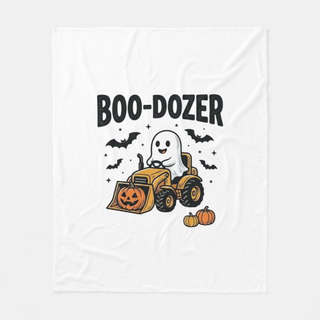 Cobertor De Velo Design de Bulldozer Fantasma de Halloween Boo-Doze (Frente)