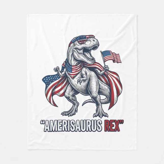 Cobertor De Velo Design de Camisa Patriótica T-Rex Amerisaurus Rex  (Frente)