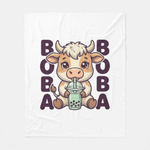 Cobertor De Velo Design de camiseta vintage de chá boba de vaca fof