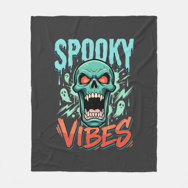 Cobertor De Velo Design de Caveira de Fantasma de Halloween Vibes A (Frente)