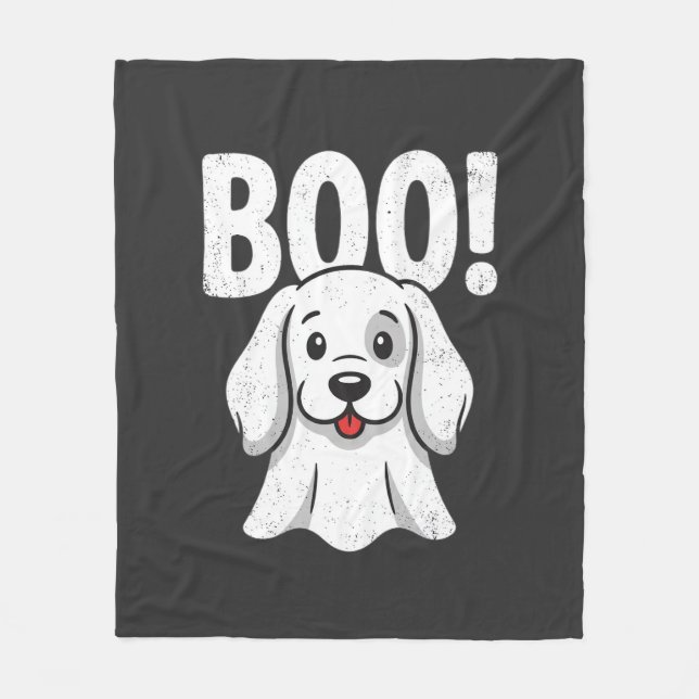 Cobertor De Velo Design de Fantasma de Cachorro Fofo de Halloween B (Frente)