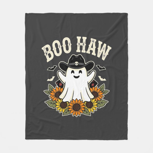 Cobertor De Velo Design de Fantasma de Halloween Ocidental Boo Haw (Frente)