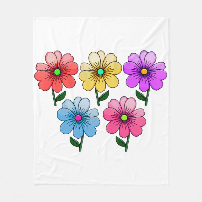 Cobertor De Velo design de flores de 5 cores (Frente)