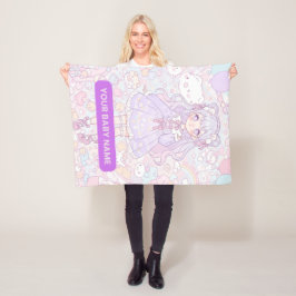 Cobertor De Velo Design de Garota Pastel Kawaii