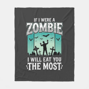 Cobertor De Velo Design de Halloween Eu vou comer você Zumbi_1