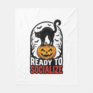 Cobertor De Velo Design de Humor de Gato Assustador de Halloween So
