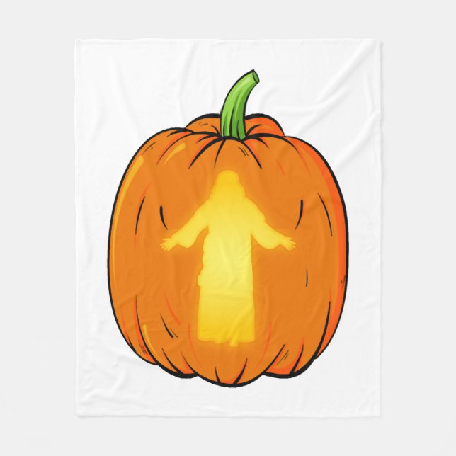Cobertor De Velo Design de Jesus Halloween com Jesus Pumpkin (Frente)