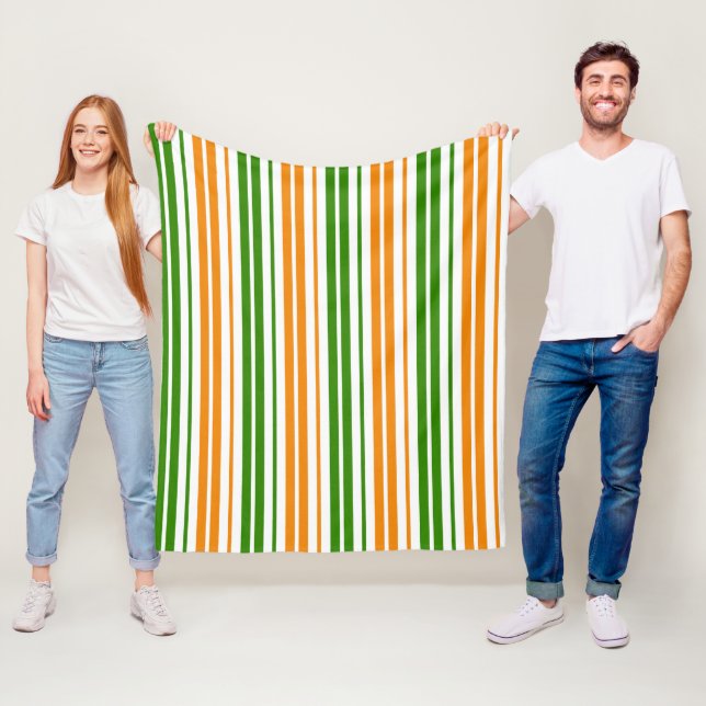 Cobertor De Velo Design de Listras Verticais Laranja Branco Verde   (In Situ)