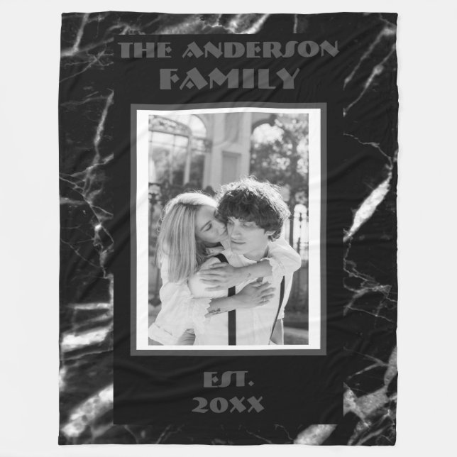 Cobertor De Velo Design de mármore branco preto de fotografia retrô (Frente)