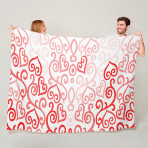 Cobertor De Velo Design de padrão cardíaco vermelho e rosa