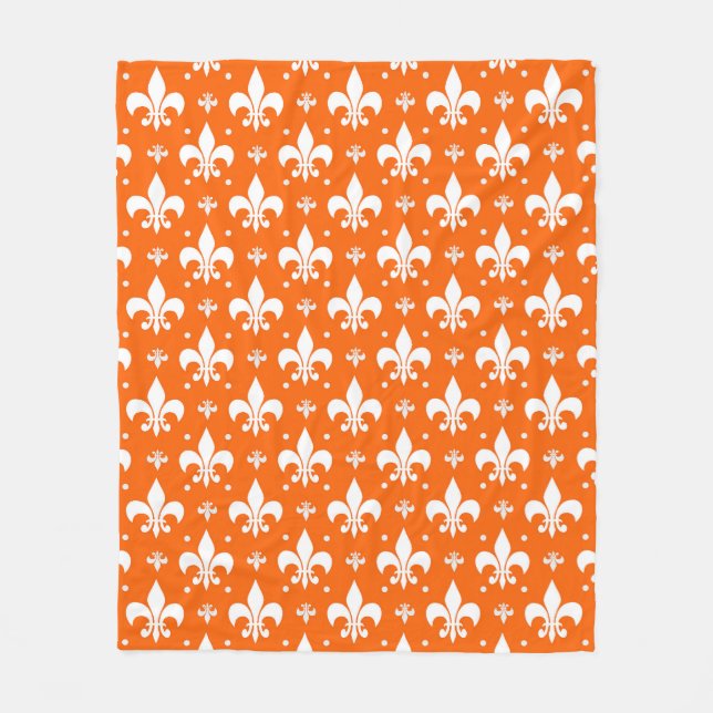 Cobertor De Velo Design de Padrão de Fleur-de-lis de Fundo Laranja (Frente)