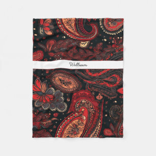 Cobertor De Velo Design de Padrão de Paisley Vermelho Bold e Belo
