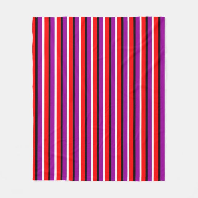 Cobertor De Velo Design de Padrão de Stripe Roxo Vermelho (Frente)