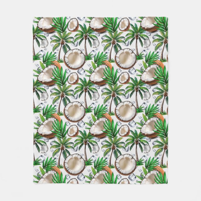 Cobertor De Velo Design de Padrão Tropical de Árvore de Coco (Frente)