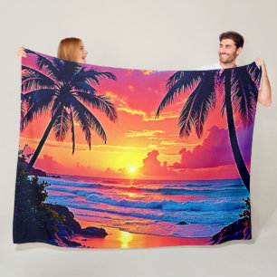 Cobertor De Velo Design de Paraíso Tropical Sunset