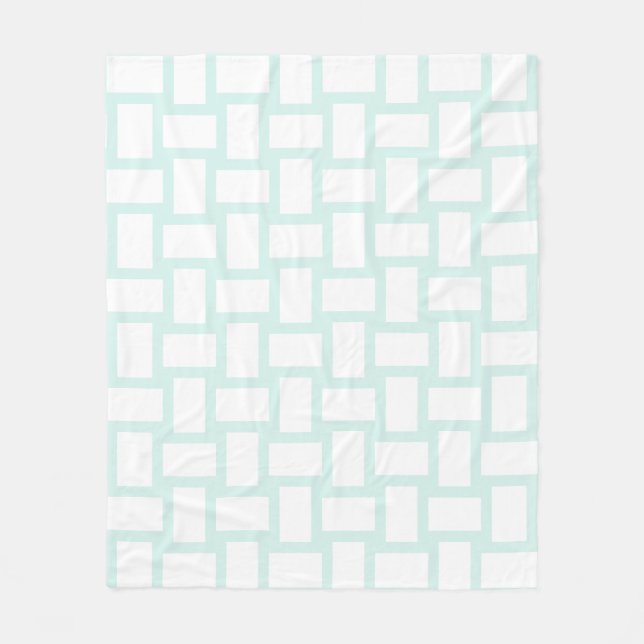 Cobertor De Velo Design de Tear Cyan Verde Pastel & Branco (Frente)