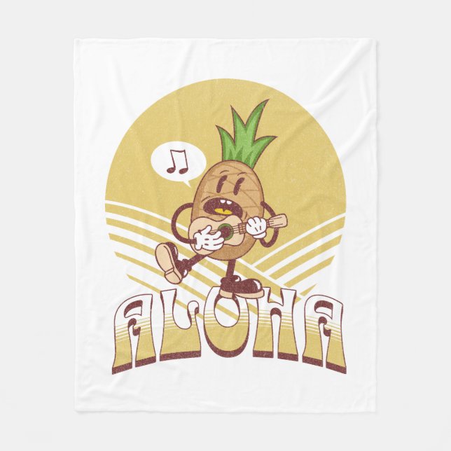 Cobertor De Velo Design de texto "Aloha" com estilo retrô (Frente)
