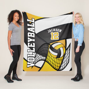 Cobertor De Velo Design de Voleibol 🏐 - Amarelo, Branco, Preto
