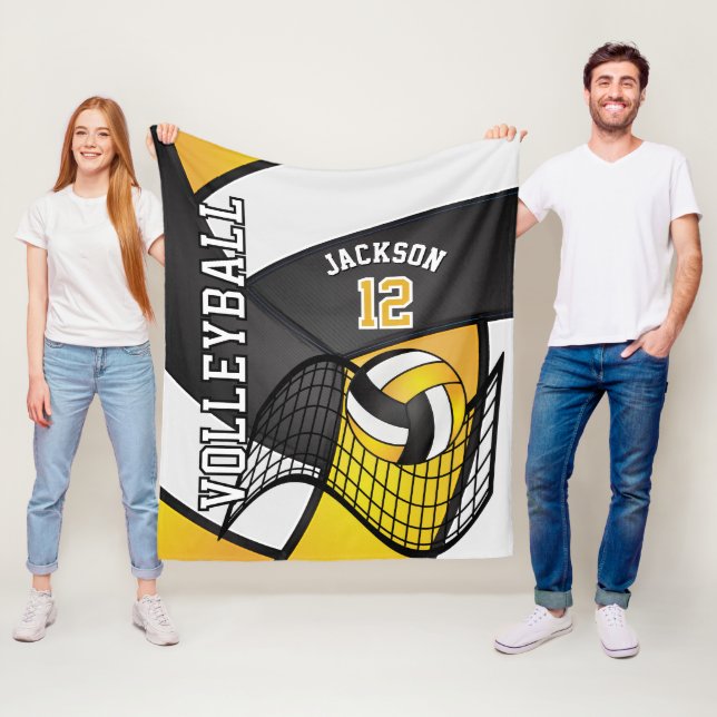 Cobertor De Velo Design de Voleibol 🏐 - Amarelo, Branco, Preto (In Situ)