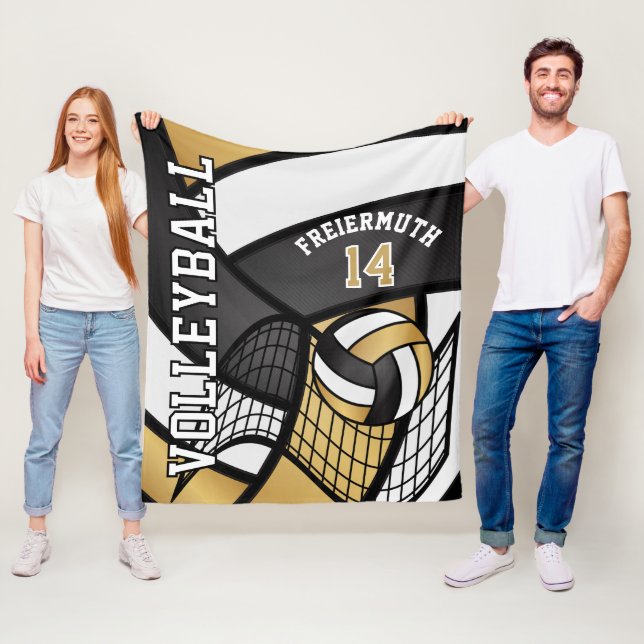 Cobertor De Velo Design de Voleibol 🏐 - Dourado, branco, preto (In Situ)