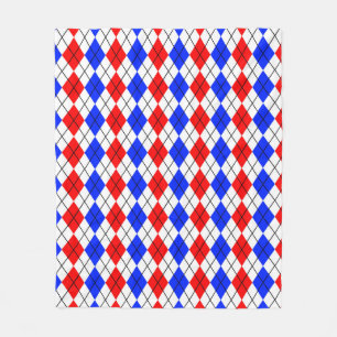 Cobertor De Velo Design do Padrão de Diamante de Argyle Branco Azul