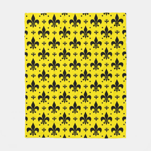 Cobertor De Velo Design do padrão Fleur-de-lis de fundo amarelo (Frente)
