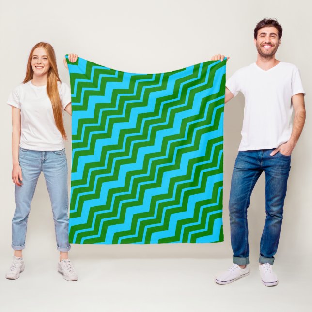 Cobertor De Velo Design em Zigue-Zague Chevron Azul Verde (In Situ)