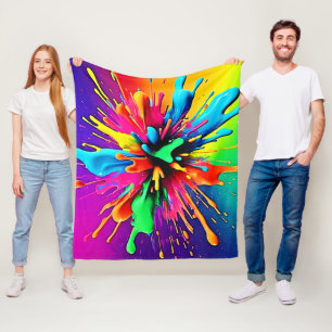 Cobertor De Velo Design Explosão de Tinta Vibrante