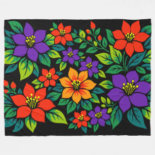 Cobertor De Velo Design Floral Vibrante com Flores Coloridas