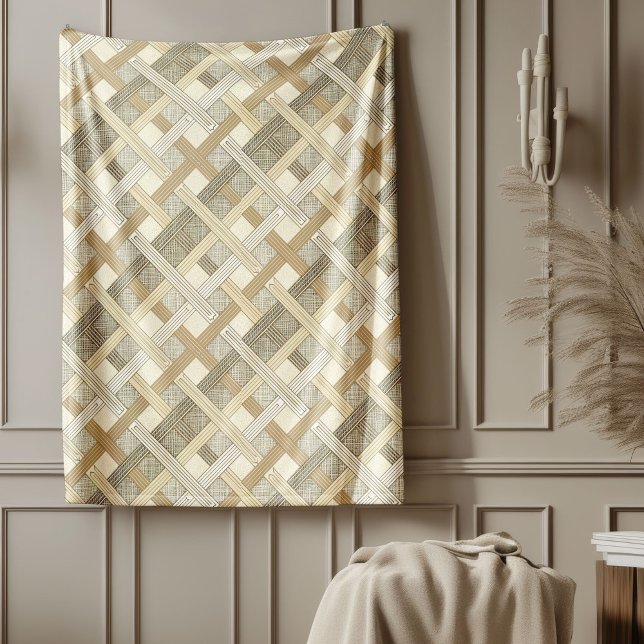 Cobertor De Velo Design Geométrica Moderna de Tonalidade Suave Neut (Neutral Soft Earth-Tone Modern Geometric Design Fleece Blanket)