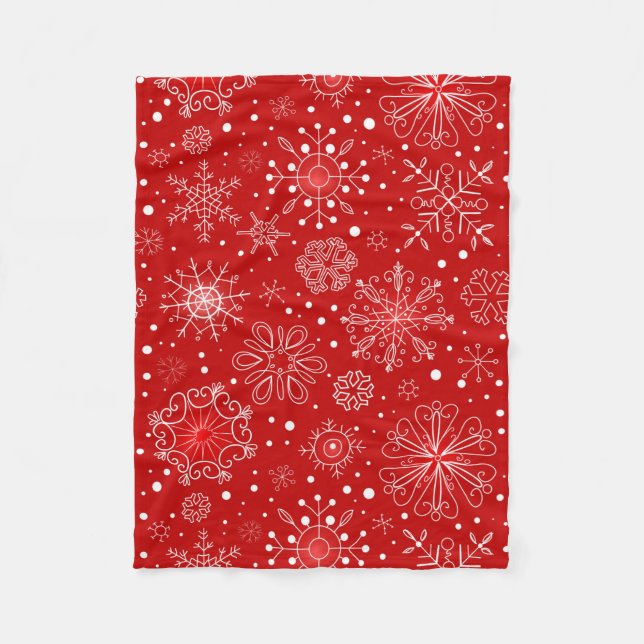Cobertor De Velo Design vermelho & branco do Natal do floco de neve (Frente)