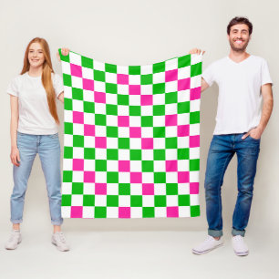 Cobertor De Velo Design Xadrez Rosa Branco Verde