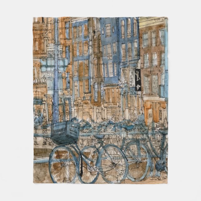 Cobertor De Velo Destinos | Vista Nova Iorque de Aquarela (Frente)