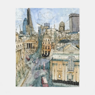 Cobertor De Velo Destinos Watercolor Vintage London Street