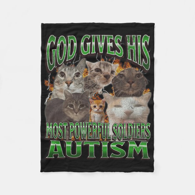 Cobertor De Velo Deus Dá A Sua Mais Poderosa Autismo Engraçado Meme (Frente)