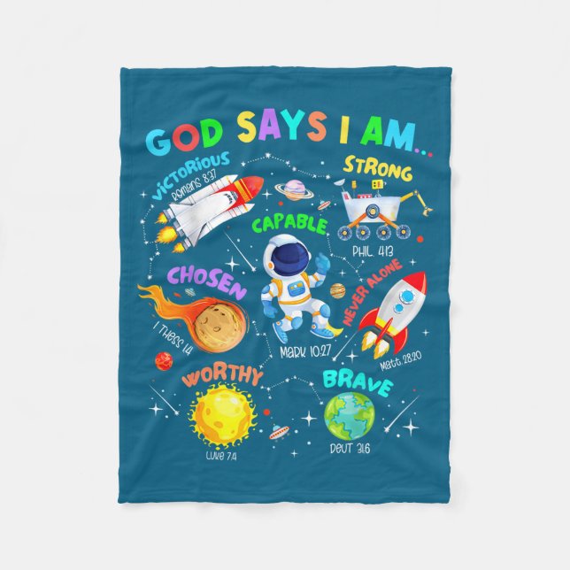 Cobertor De Velo Deus Diz Eu Sou Astronauta Planetas Cósmicos Spa d (Frente)