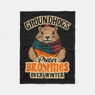 Cobertor De Velo Dia da Marmota Engraçado Marmotas Preferem Brownie