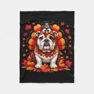 Cobertor De Velo Dia de Ação de Graças Inglês Bulldog Fall Deixa Mã