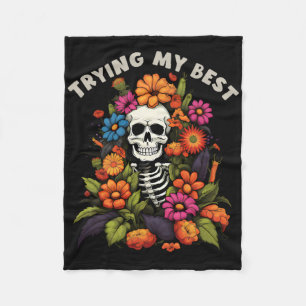 Cobertor De Velo Dia de as Bruxas engraçado Skeleton Vintage Flores