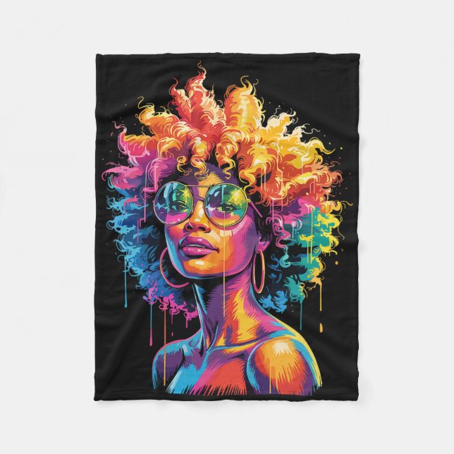 Cobertor De Velo Dia de Juneteenth Mulher Negra Rainha Afro African (Frente)