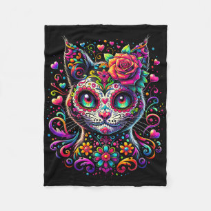 Cobertor De Velo Dia De Los Muertos Cinco De Mayo Gato Caveira de A