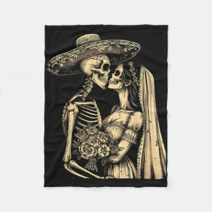 Cobertor De Velo Dia De Muertos Sugar Skull Casal Skeleton Bride W