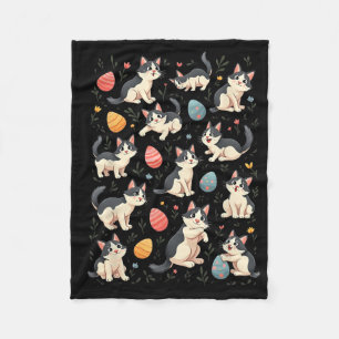 Cobertor De Velo Dia de Páscoa Gato Orelhas de Coelho Ovos Gráfico