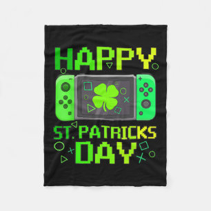 Cobertor De Velo Dia de São Patrício Jogo Jogador de Vídeo Shamrock