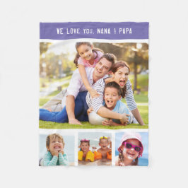 Cobertor De Velo Dia dos Avós Família Multi Foto Roxa