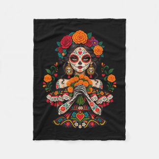 Cobertor De Velo Dia dos mortos crânio de açúcar catrina dia de mor
