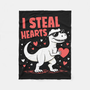 Cobertor De Velo Dia dos Namorados T-rex Roubo Corações Amor Dinoss
